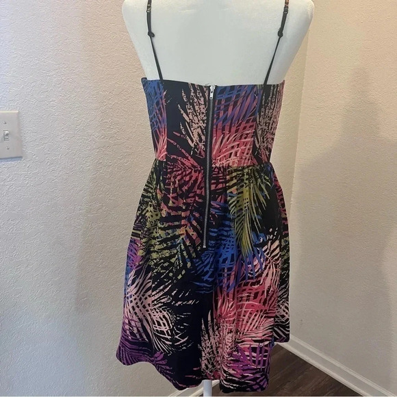 Moda International Dress- Multi-color. Size 10 Palm Corset Dress - Picture 4 of 6